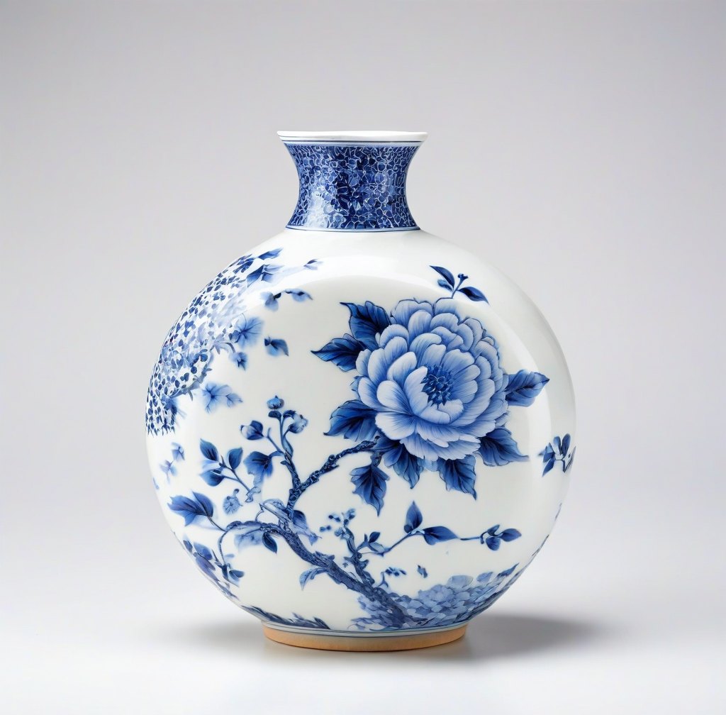 Elegant Moon Flask Porcelain Vase for Flower Arrangements