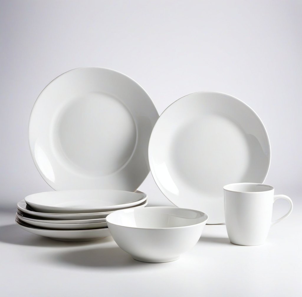 Elegant White Porcelain Dinnerware Set for Six