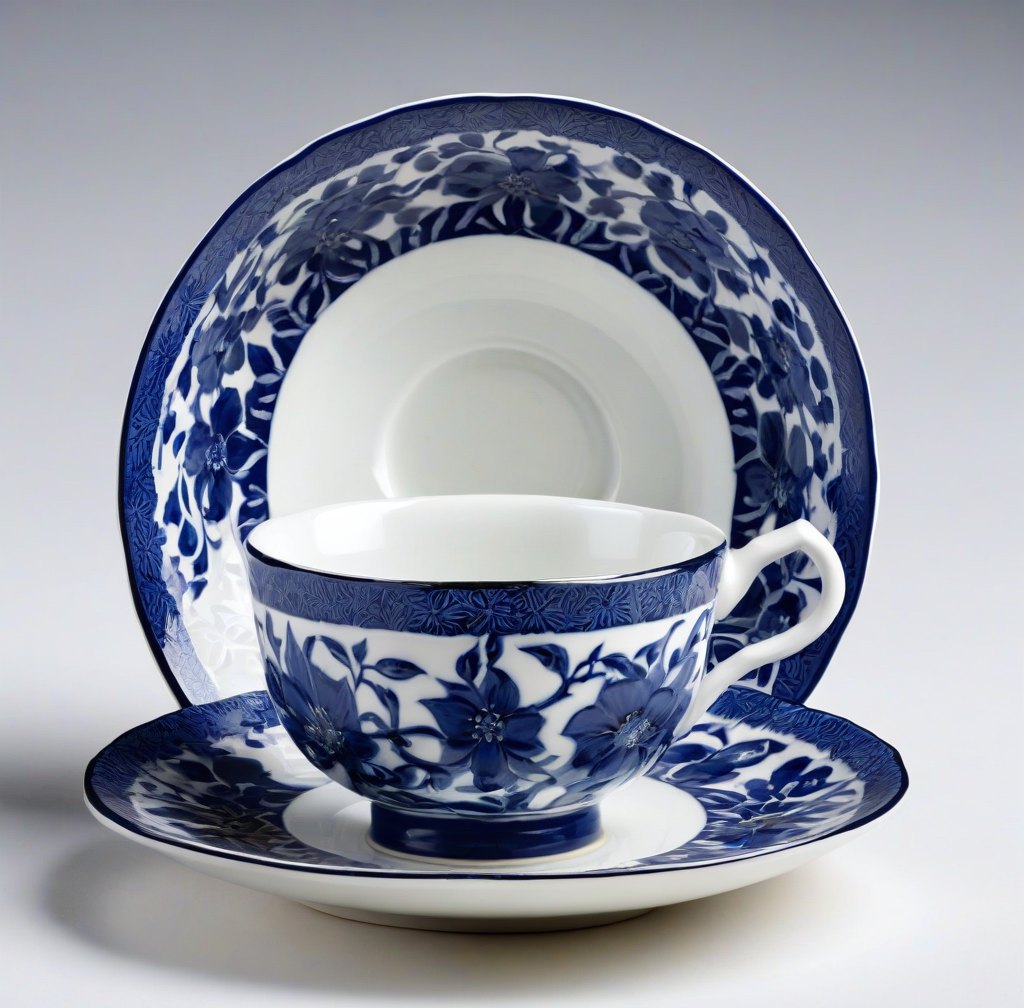Classic Blue Porcelain Teacup and Saucer Set