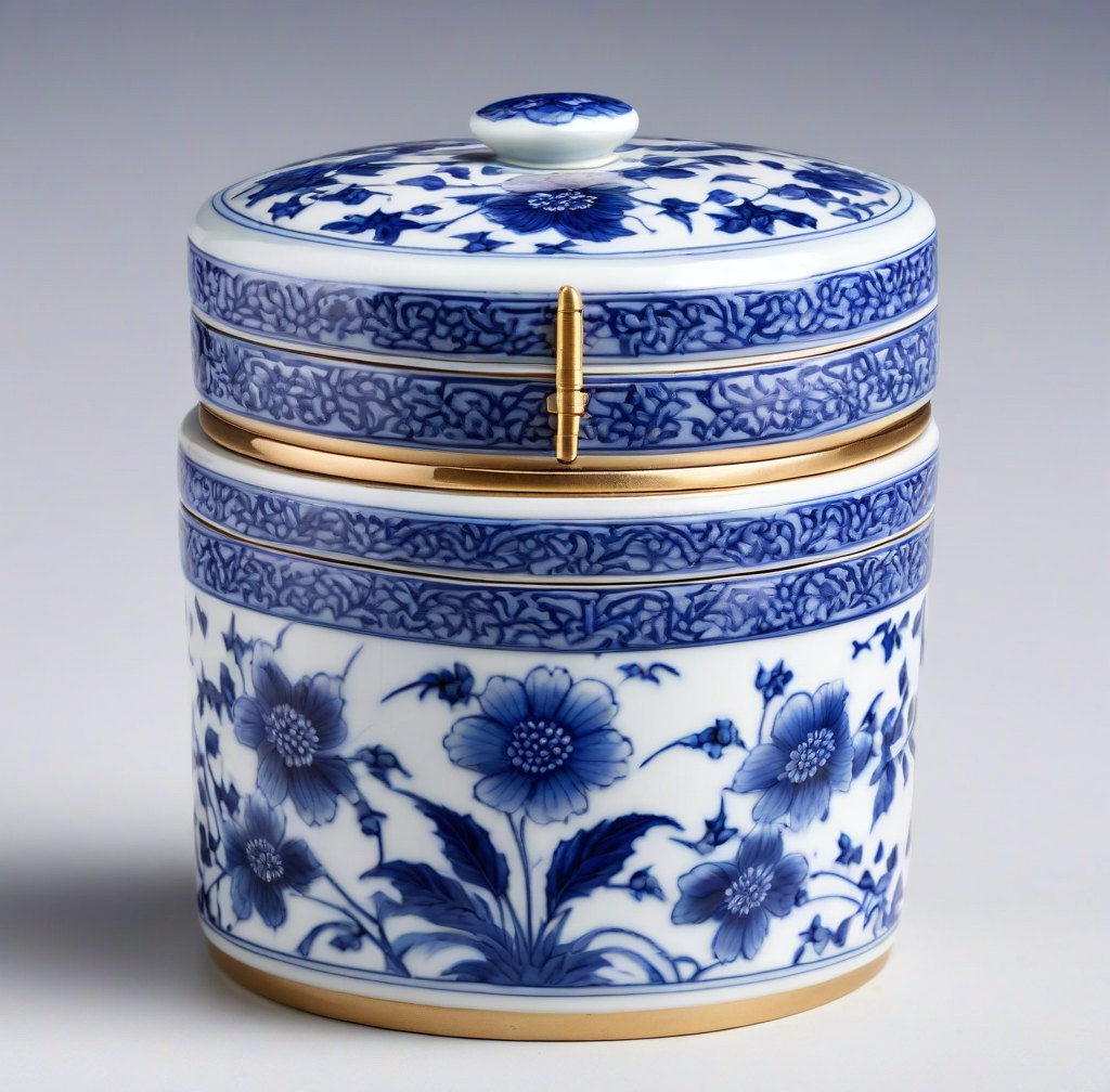 Decorative Porcelain Trinket Box with Hinged Lid