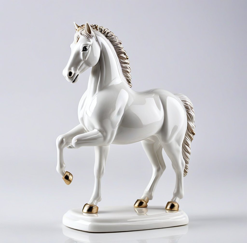 White Porcelain Horse Figurine Ceramic Desktop Ornament