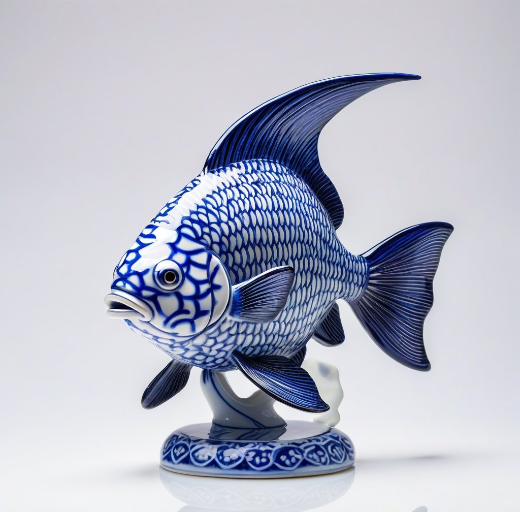 Glossy Porcelain Fish Figurine Ceramic Desk Accessory