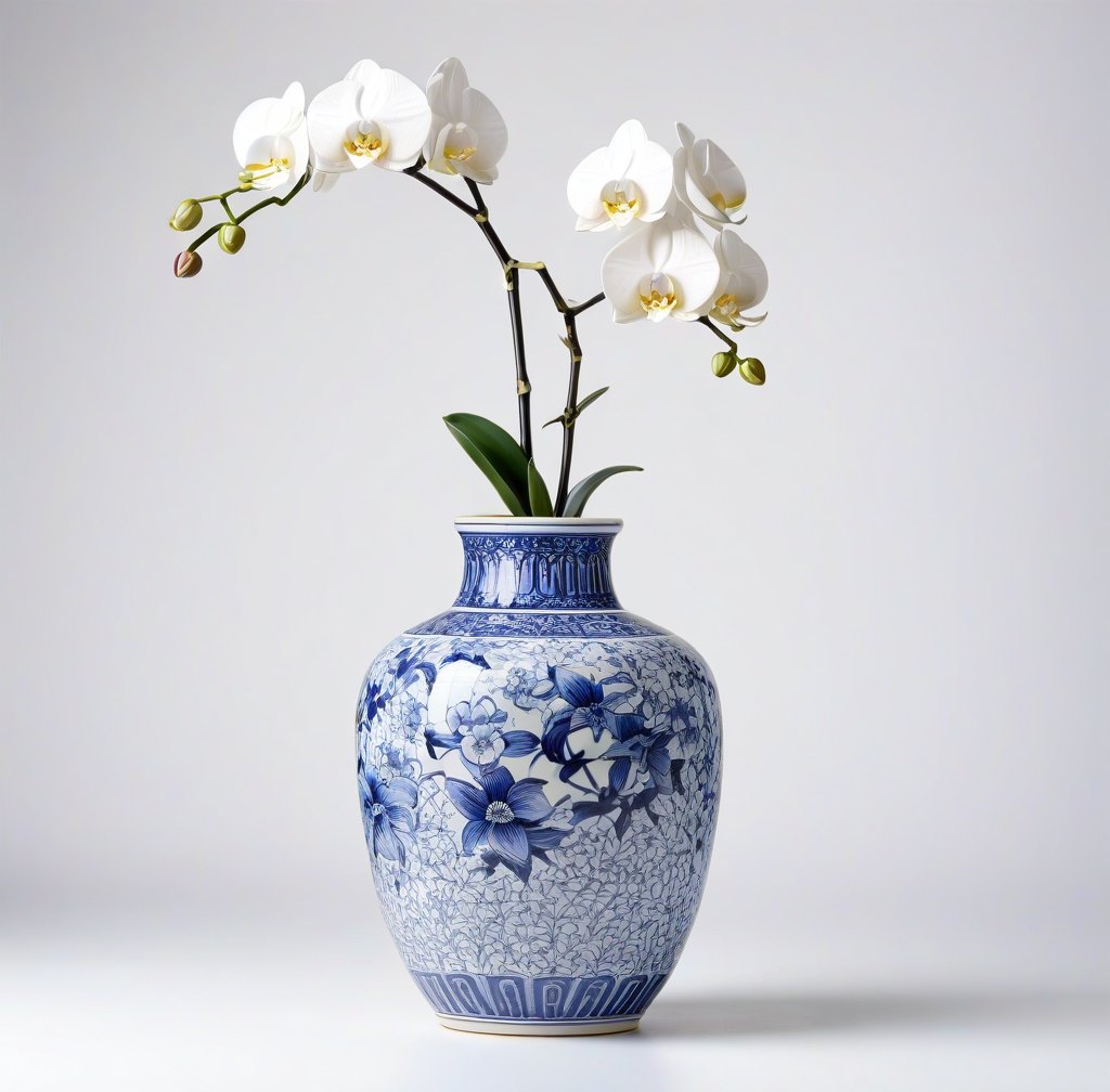 Traditional Ceramic Orchid Vase for Elegant Living Room Display