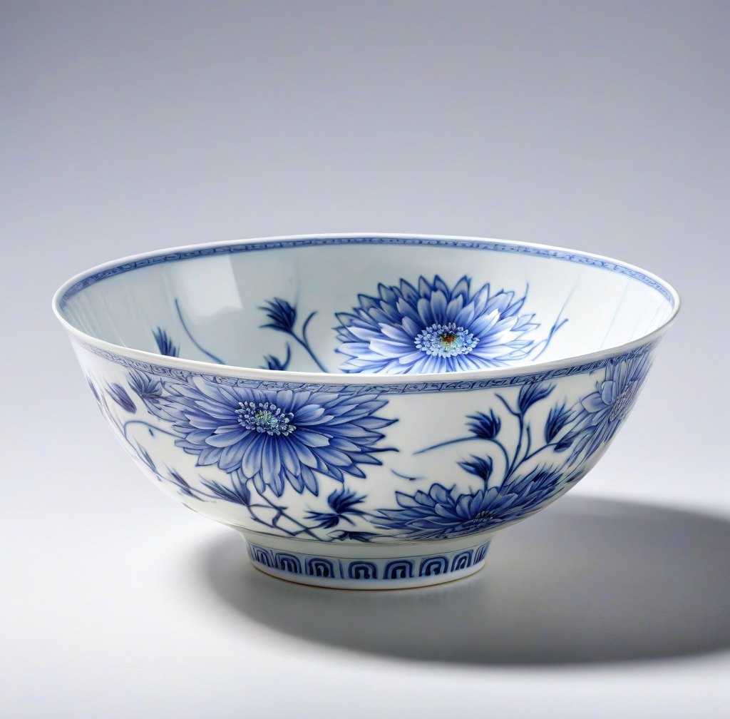Artisan Porcelain Chrysanthemum Bowl for Serving Fresh Fruits