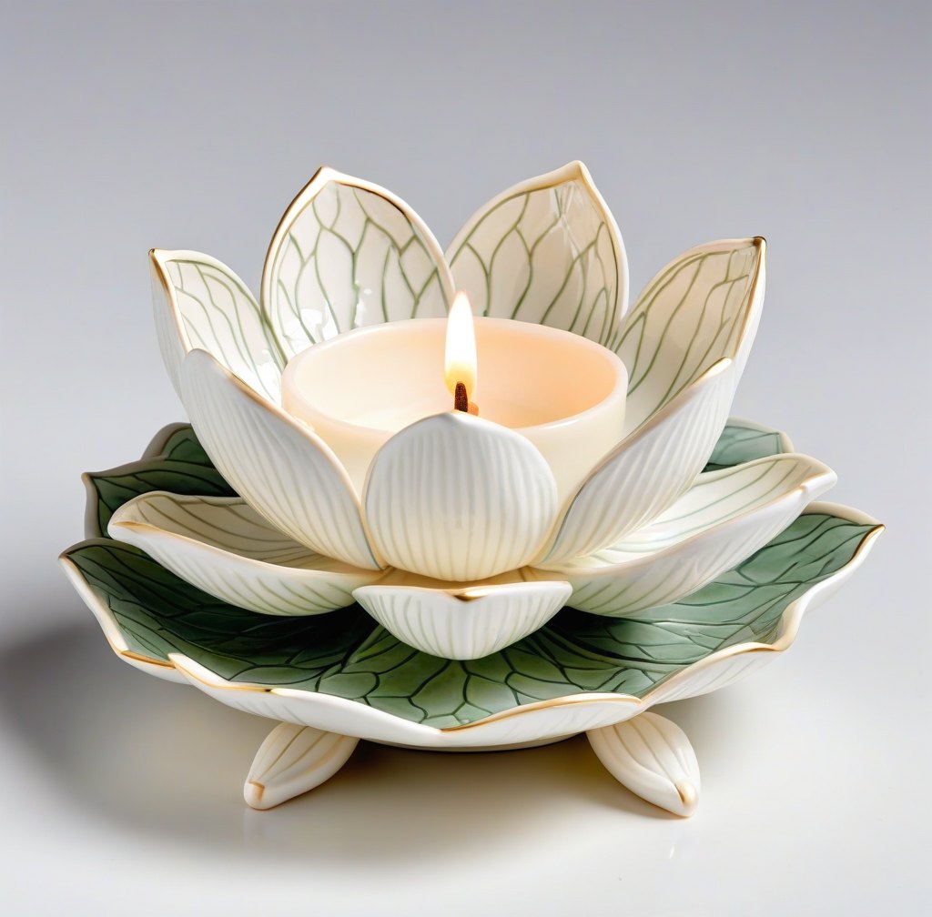 Decorative Porcelain Lotus Candle Holder for Cozy Home Ambiance