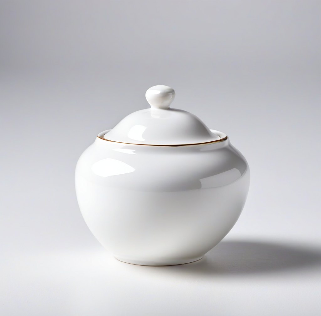 Handcrafted White Porcelain Sugar Bowl for Kitchen Dining Essentials