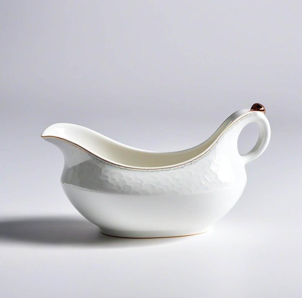 Elegant Porcelain Gravy Boat with Integrated Spoon Rest