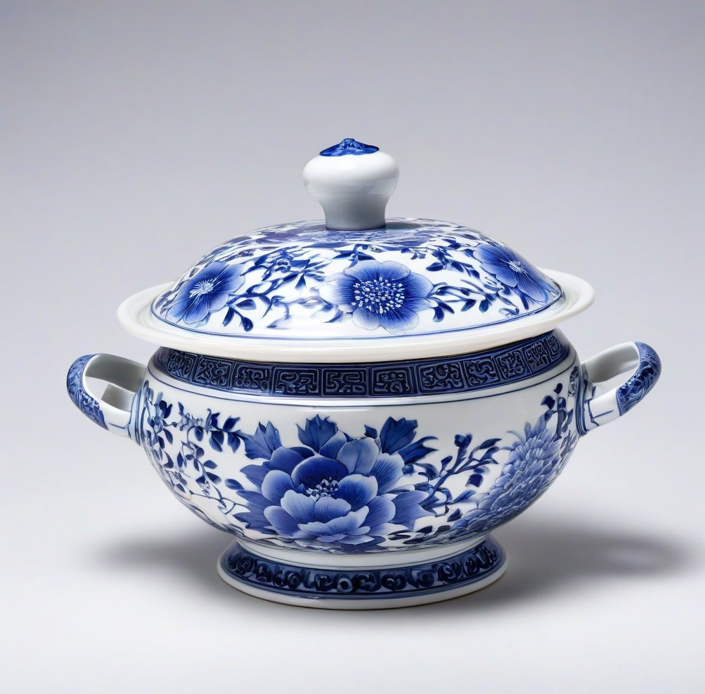 Handcrafted Porcelain Soup Tureen with Lid for Warm Meals