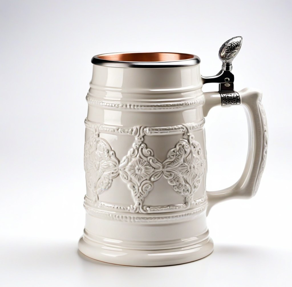 Heavy Duty Ceramic Beer Stein with Traditional Handle Design