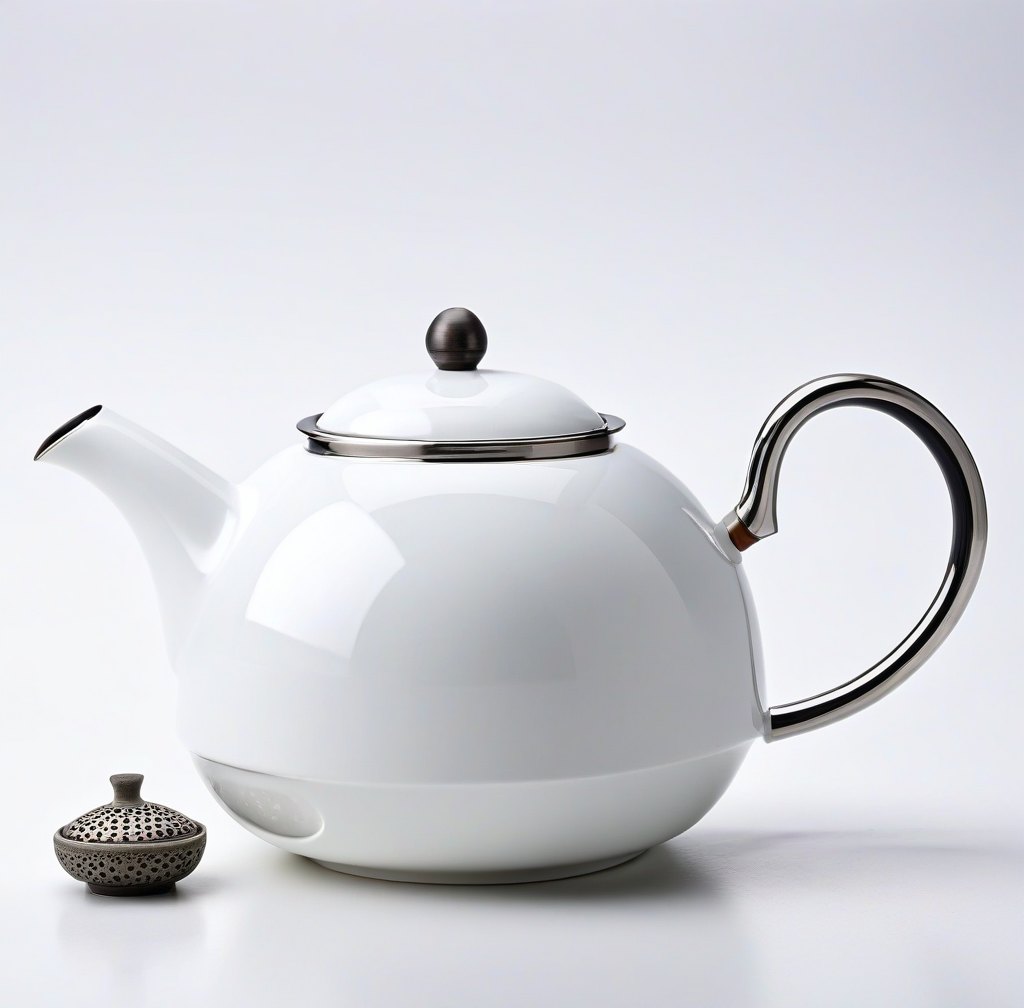 Artisan Porcelain Teapot with Built-in Metal Infuser for Loose Leaves