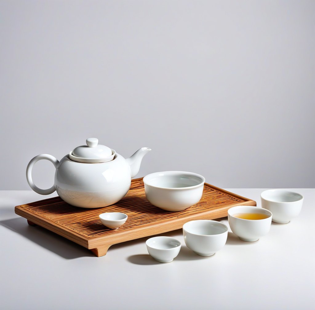 Handcrafted White Porcelain Gongs Fu Tea Set for Ceremonial Brewing
