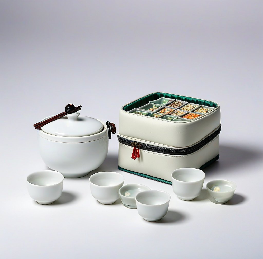 Compact Porcelain Travel Tea Set with Insulated Storage Case