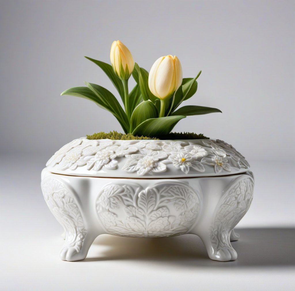 Decorative Porcelain Flower Frog Stand for Tea Pot Display