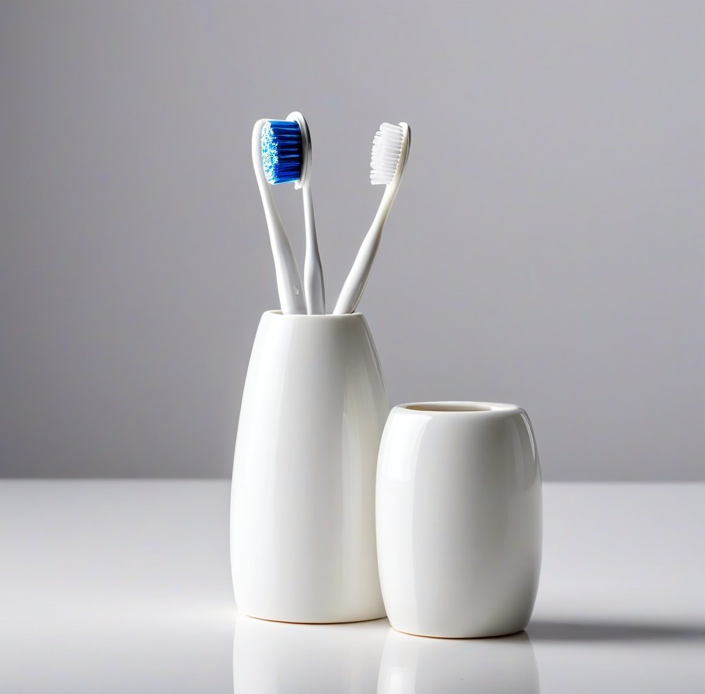 Handcrafted White Porcelain Toothbrush Holder for Bathroom Use