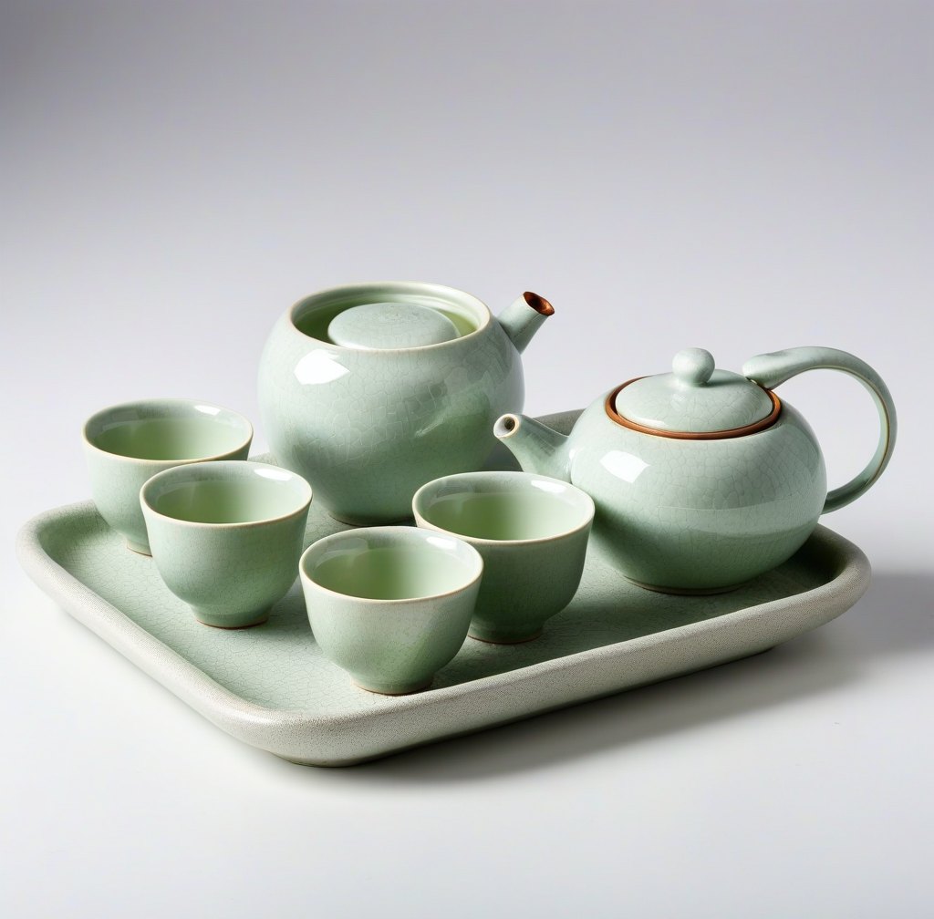 Celadon Ceramic Tea Set for Daily Brewing