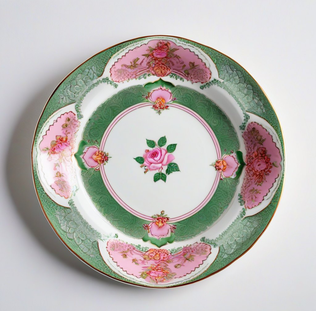 Rose Medallion Porcelain Dinner Plate for Dining