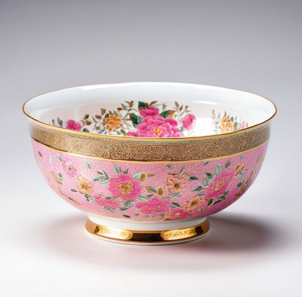 Famille Rose Ceramic Serving Bowl for Food