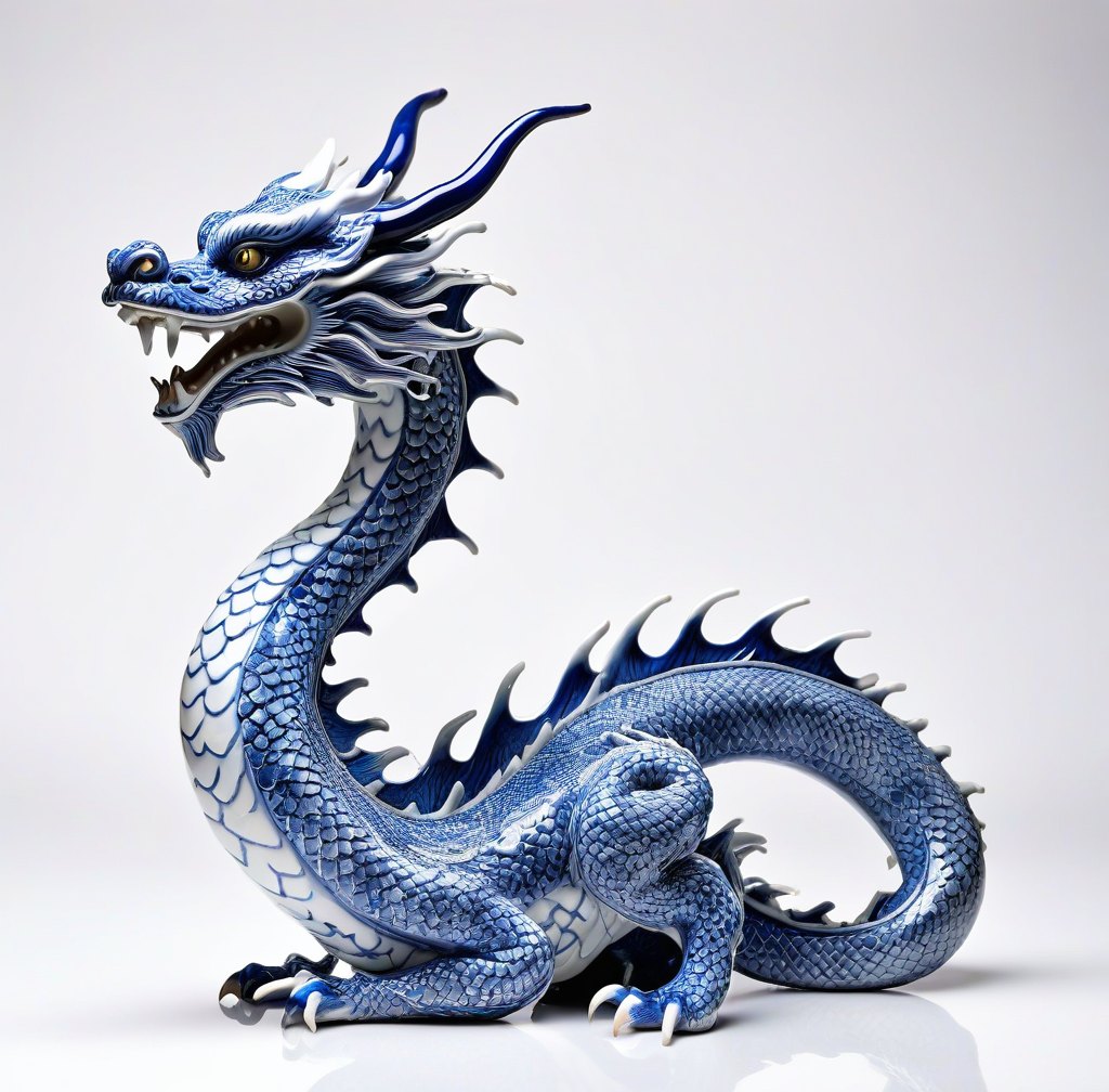 Porcelain Dragon Figurine for Desk Decoration